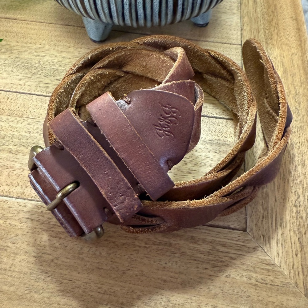 Abercrombie braided pebbled leather belt xs/s